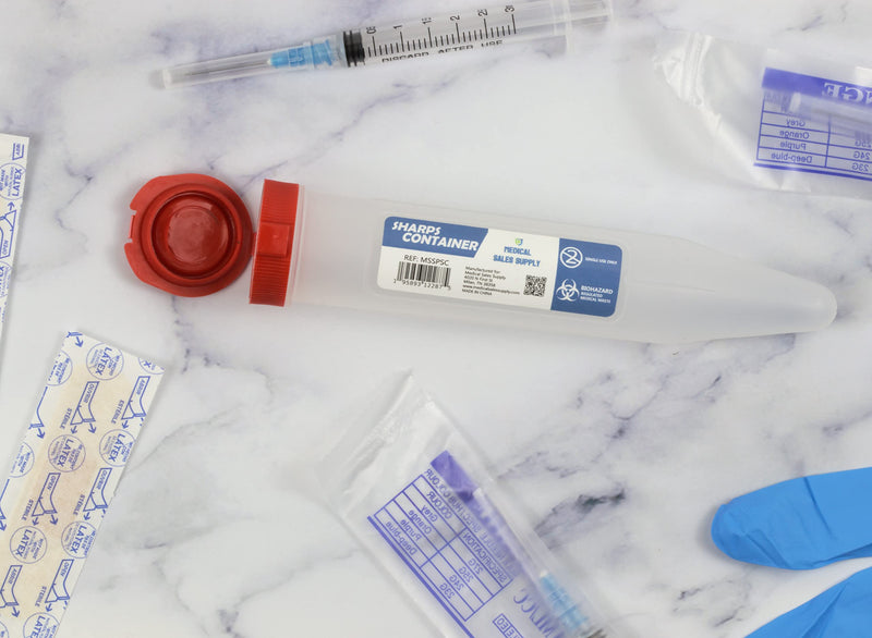 Portable First Aid Transportable Sharps Container with Locking Mechanism by Medical Sales Supply (Pack of 12)