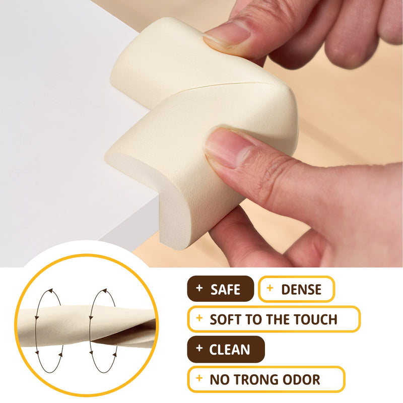 [Australia] - 4PACK Edge Corner Protector Baby Proofing, Hefty-Fit Heavy-Duty Soft NBR Rubber Foam, Furniture Fireplace Safety Bumper Guard, Off-White 4 PCS 