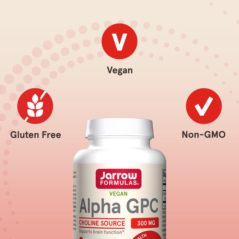 [Australia] - Jarrow Formulas Alpha GPC, 300mg, Dietary Supplement, Brain Health Supplements for Adults, 60 Veggie Capsules, 30 Day Supply 60 Count (Pack of 1) 