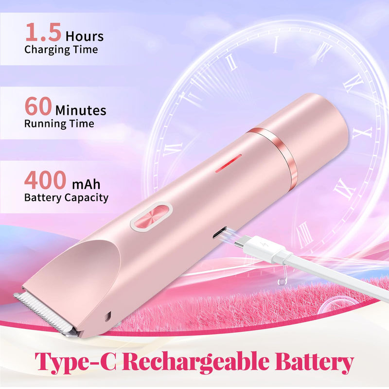 [Australia] - 2025 New 2-in-1 Bikini Trimmer for Women, Dermave Bikini Shaver, Dual Head Shaver for Woman, Waterproof Wet/Dry Use, Painless Hair Removal for Face, Body & Intimate Areas (Pink) Pink 