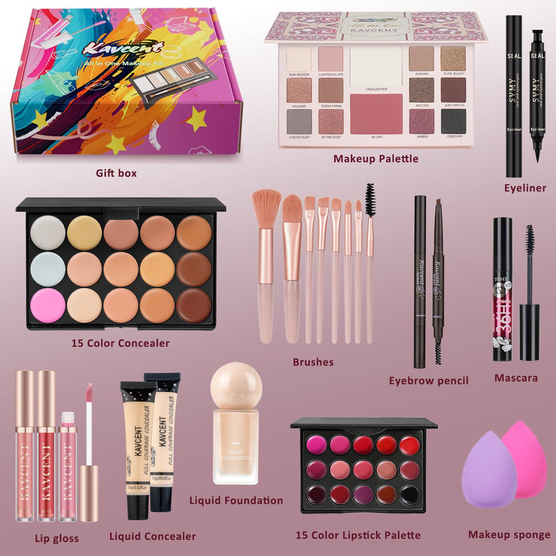 [Australia] - Makeup Set for Teens Makeup Kit for Teens Women full Kit Makeup Kits for Teenagers Makeup Gift Set for Teen Girls Women Christmas KAVCENT Medium Makeup Set 