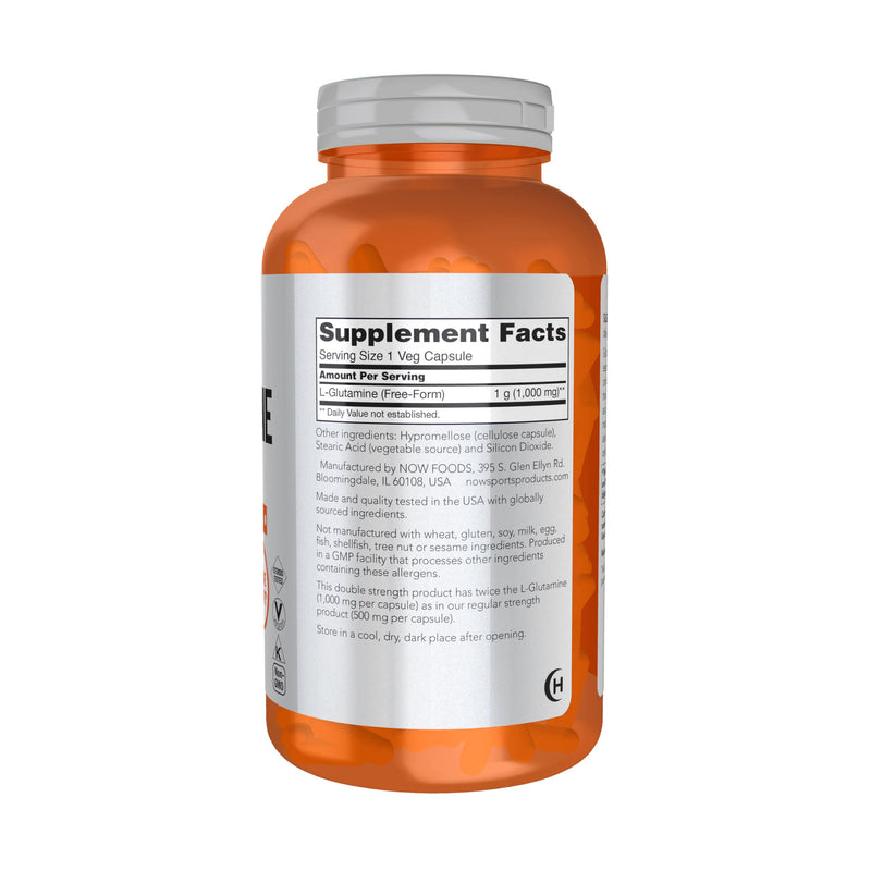 [Australia] - NOW Sports Nutrition, L-Glutamine, Double Strength 1,000 mg, Amino Acid, 240 Veg Capsules 240 Count (Pack of 1) 
