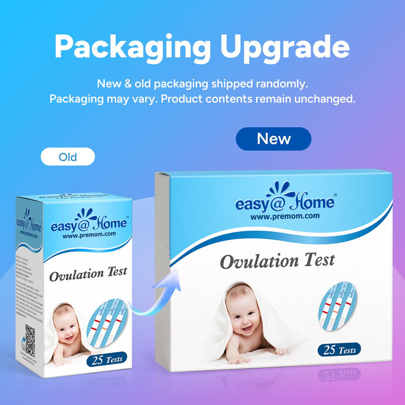 Easy@Home Ovulation Test Strips, 25 Pack Fertility Tests | Ovulation Predictor Kit, Powered by Premom Ovulation Predictor iOS and Android App, 25 LH Strips 25 Count (Pack of 1)
