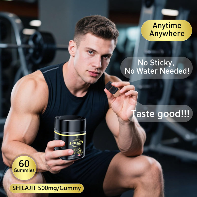 [Australia] - Pure Himalayan Shilajit Gummies for Men & Women, Organic Ashwagandha Gummies, 85+ Trace Minerals & 75% Fulvic Acid for Energy, Stamina & Immune Support, Vegan Non-GMO, 60 Count 60 Count (pack of 1) 