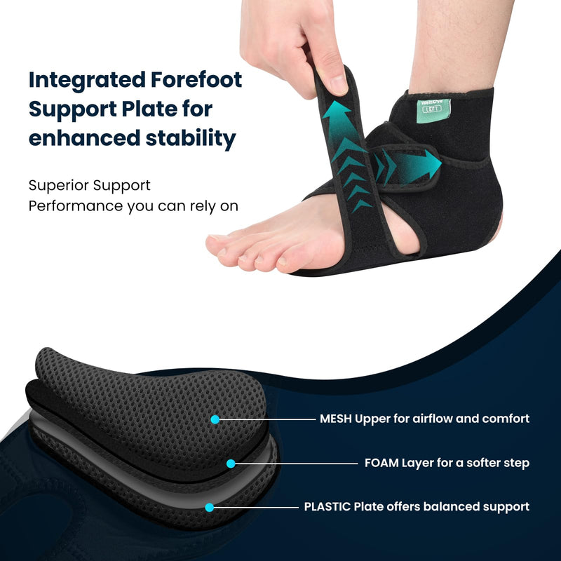 Welnove AFO Drop Foot Brace – Arch Support for Walking, Stabilizes Lower Limbs from Foot Drop, MS, TBI, Cerebral Palsy