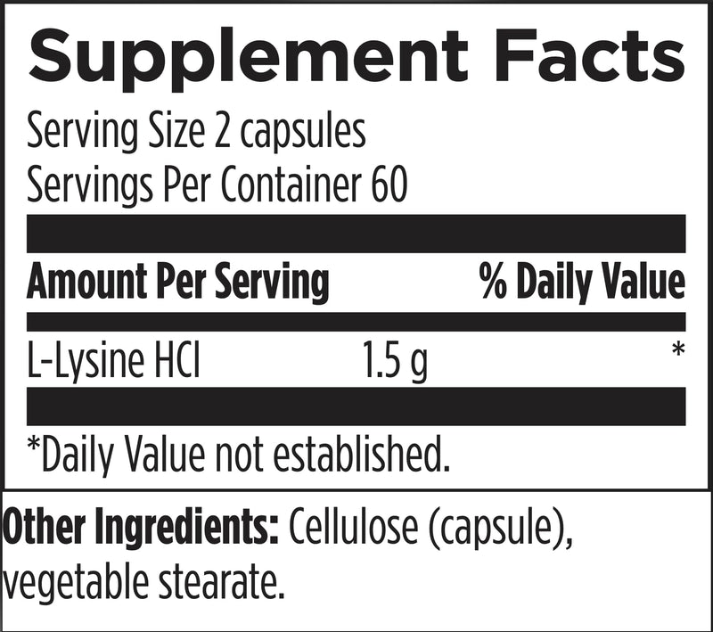 [Australia] - Designs for Health L-Lysine HCL Pills 1500mg - Amino Acid Lysine Hydrochloride Nutritional Supplement for Adults - Immune + Bone Health Support - Vegan + Non-GMO (120 Capsules) Standard Packaging 