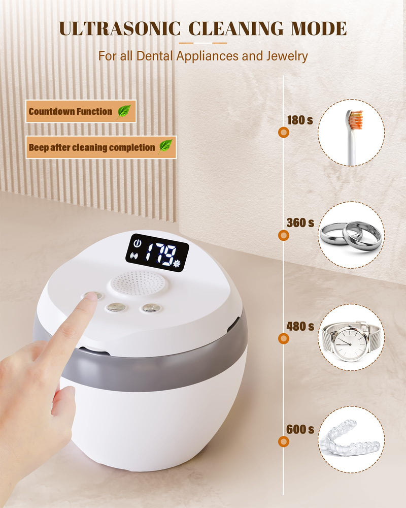 [Australia] - Ultrasonic Retainer Cleaner, 200ML Denture Cleaner for Mouthguard, Aligner and All Dental Appliance with 4 Digital Timer, 45kHz Diamond Cleaner for Rings Jewelry Cleaning, with Cleaning Basket 