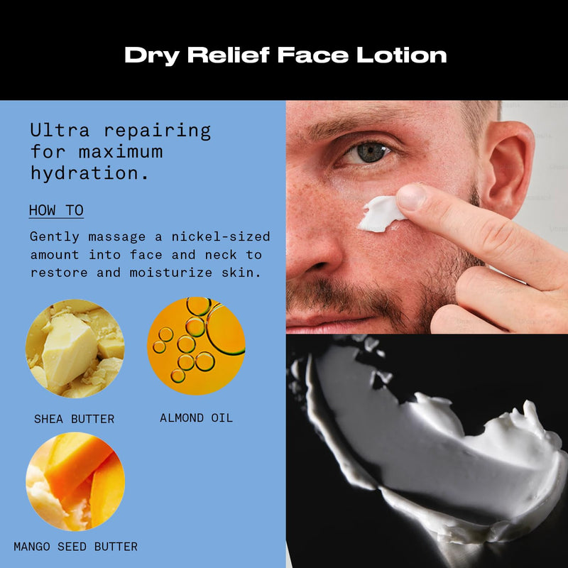 Hawthorne Men's Ultra Moisturizing Dry Relief Face Lotion For Dry, Sensitive Skin. Made With Shea Butter and Almond Oil. Natural Ingredients, Vegan, Sulfate Free. 2-Pack, 4 Fl. Oz. Each 4 Fl Oz (Pack of 2)