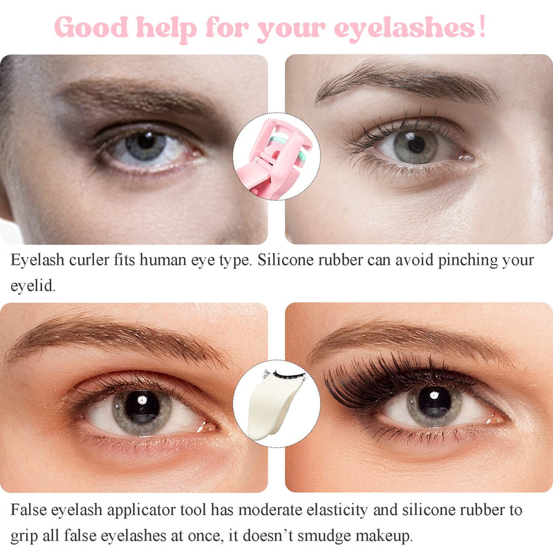 [Australia] - ONEUPIN 7-Piece Professional Eyebrow Grooming Kit with Razor, Tweezer, Eyelash Curler, False Eyelash Tool, Scissors, Comb - Women's Kit (Pink) Trimmer Sets-1 