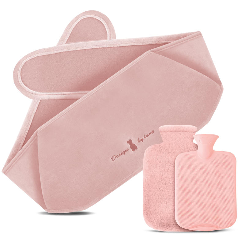 [Australia] - Votoko Hot Water Bottle Belt, 3 in 1 Hot Water Bottle Belt, 1.2 L Rubber Hot Water Bottle with Soft Waist Cover, Hot Water Bottle Belt for Neck and Shoulder, Back, Legs, Waist Warming (Pink) Pink 