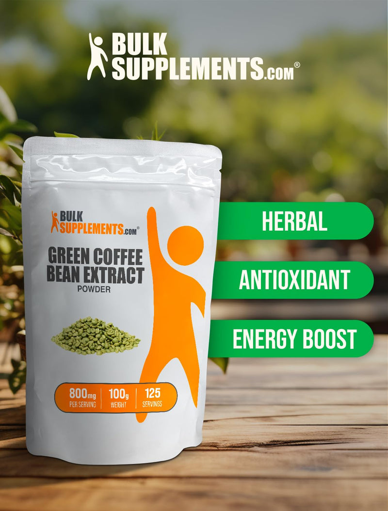 BulkSupplements.com Green Coffee Bean Extract Powder - Green Coffee Bean Supplements, Green Coffee Bean Powder - Energy Support, Gluten Free, 800mg per Serving, 100g (3.5 oz) (Pack of 1) 3.5 Ounce (Pack of 1)