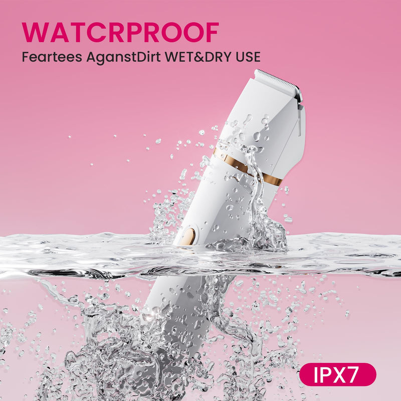 Electric Razors for Women, 5-in-1 Wet/Dry Bikini Trimmer with USB Charge Dock, Deluxe Facial Hair Removal, Wet/Dry Body Shaver for Nose Eyebrows Beard Underarm Leg Arm, IPX7 Waterproof (White) White