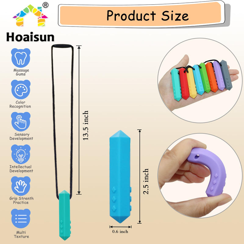 [Australia] - Chew Necklaces for Sensory Kids, 8 Pack Chewy Necklace Sensory Boys and Girls with Autism, ADHD, SPD, Biting, Silicone Teething Necklace Oral Chew Toys for Adults Reduce Chewing Anxiety Fidget Rainbow 