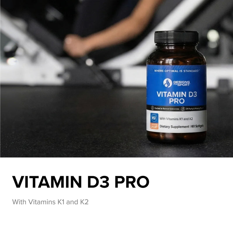 Designs for Sport Vitamin D3 Pro - Supports Bone Health & Immune Function* - Vitamins D3, K1 & K2 Blend - Gluten Free & Non-GMO - 60 Softgels