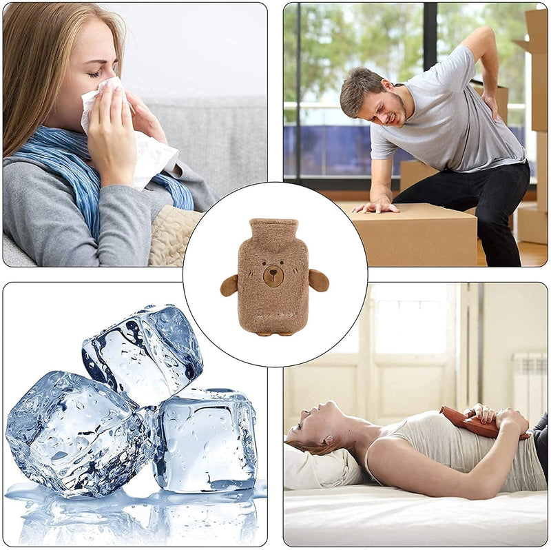 [Australia] - Hot water bottle with soft cover - large hot water bottle 1 liter fluffy - bed bottle for children and adults - hot water bottle with fluffy cover - gifts for women 1L 