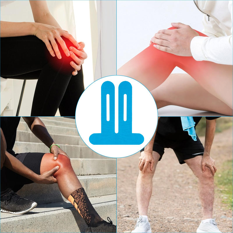 [Australia] - Pack of 10 Blue PreCut Kinesio Tapes Knee, Kinesio Tapes Pre-Cut Knee, Kinesiology Tape, Without Shere, Waterproof & Elastic Physio Tape for Knee Pain (Blue) 