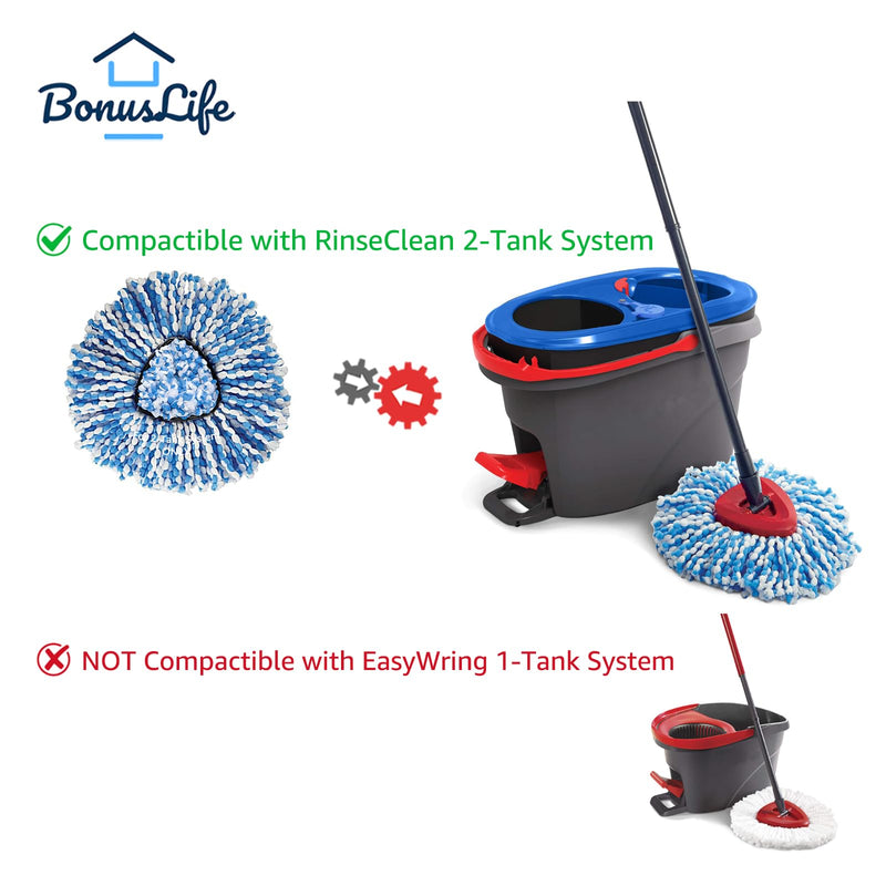 [Australia] - BonusLife 6-Pack Mop Head for O-Ceda RinseClean Spin Mop Refill 2-Tank System Only Easy Cleaning Microfiber Replacement 
