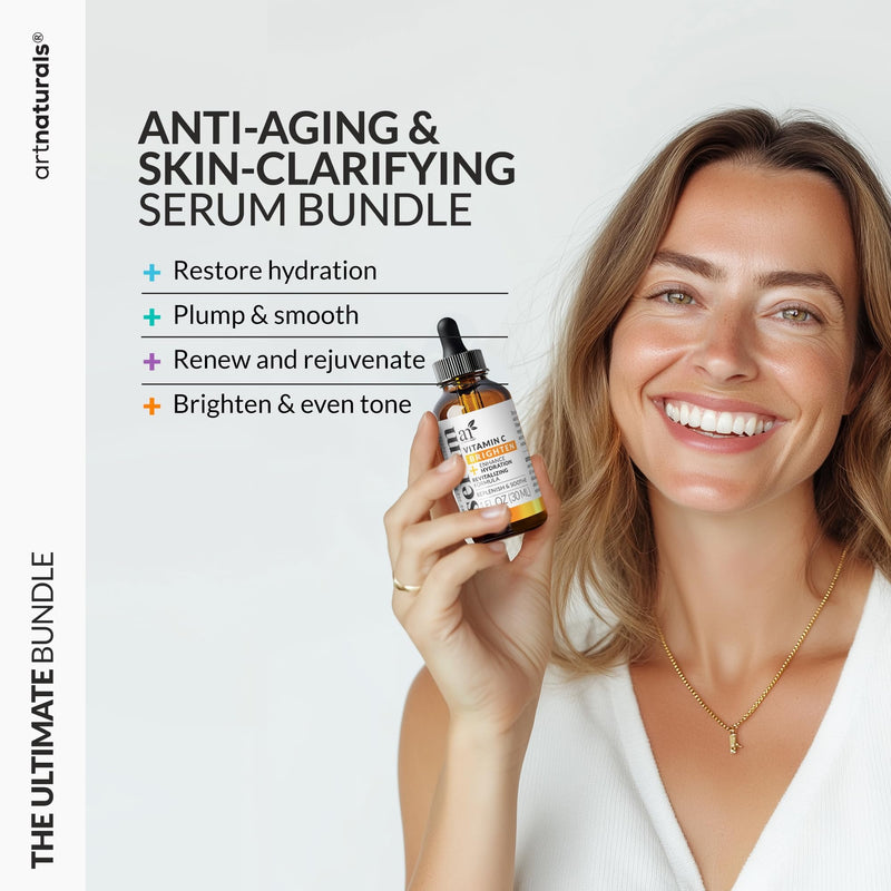 ArtNaturals Vitamin C Skincare Serum Set, 4 Piece | 4-serum skincare routine, Vitamin C, Hyaluronic Acid, Niacinamide & Retinol, All skin types 1 Fl Oz (Pack of 4)