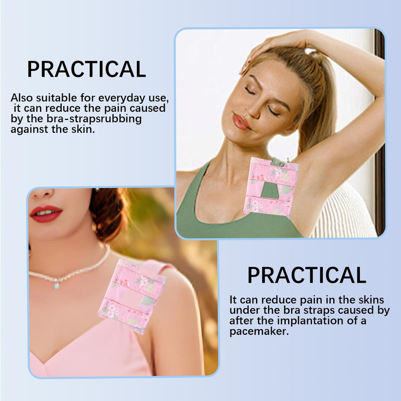 2PCS Chemo Port Pillow and Bra Strap Cushion for Comfort | Soft Recovery Cushion for Pacemaker & Chest Surgery Patients | Adjustable Port Covers for Chemo Patients (Pink) Pink