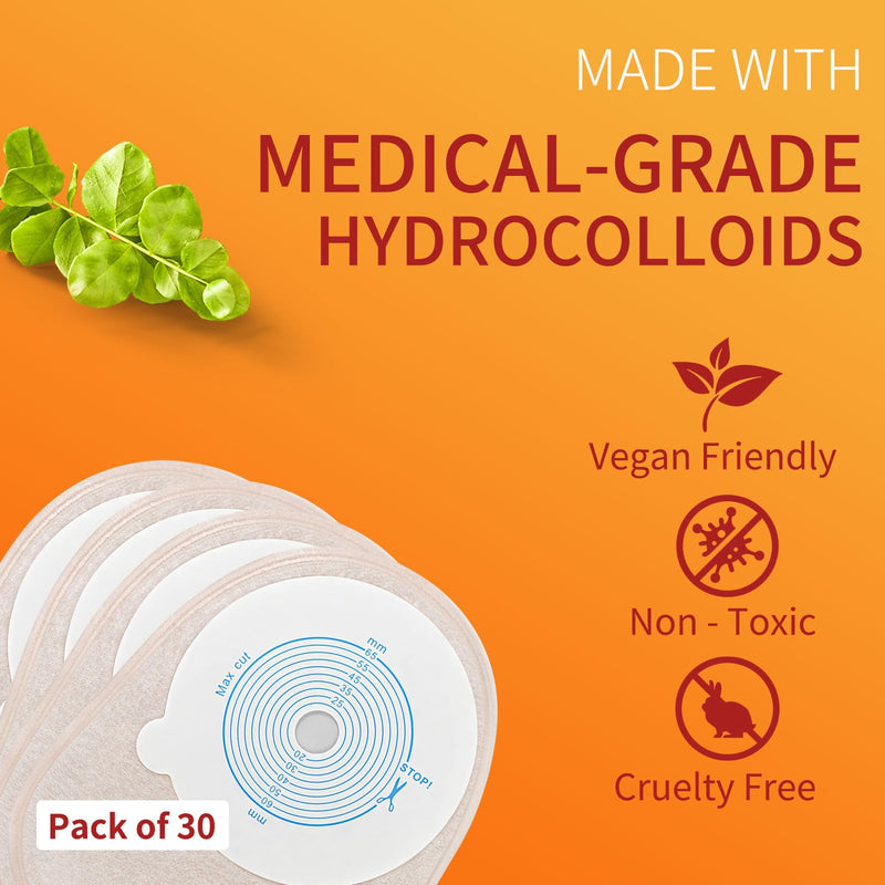 [Australia] - One-Piece Closed Colostomy Bags 30PCS,15mm-65mm Cut-to-Fit,One Piece ostomy Disposable Pouch Ostomy Supplies for Ileostomy C001,Travel Backup 