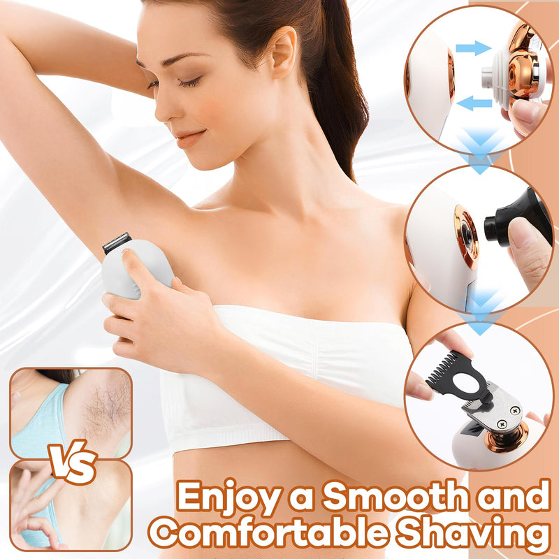 [Australia] - Electric Razor for Women, 7D Facial Hair Removal, 5-in-1 Wet/Dry Bikini Trimmer, Electric Shaver for Women, Rechargeable Face Shaver for Arms Legs Armpit Pubic Area, Painless Womens Grooming Kit 