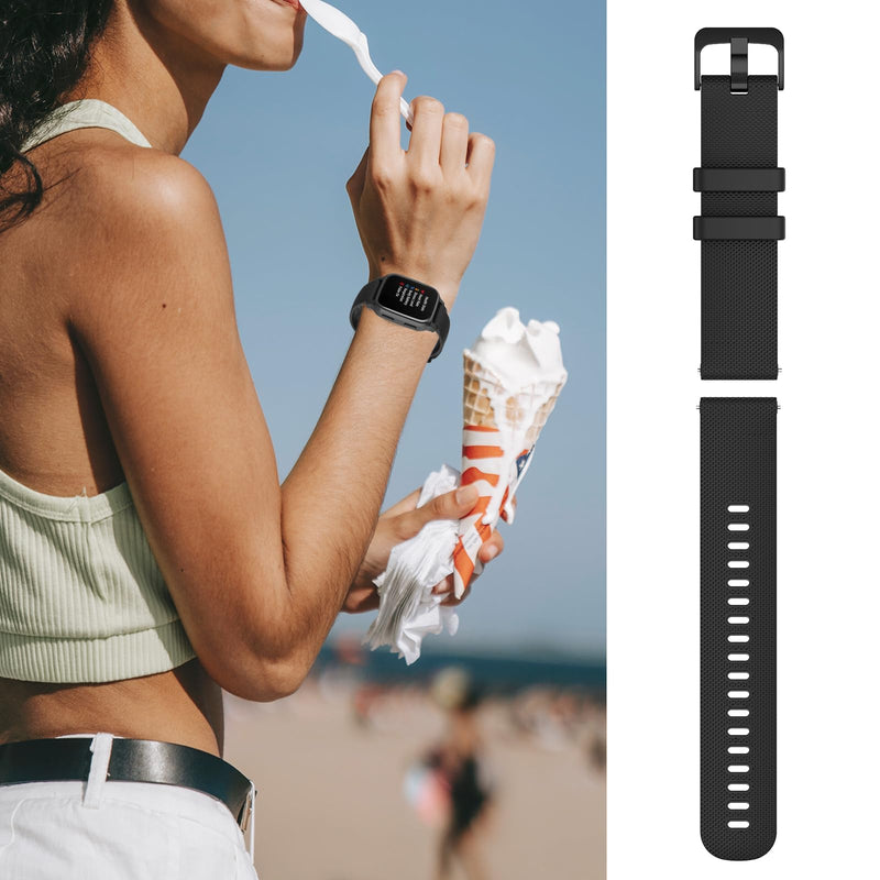 [Australia] - Bands Compatible with Garmin Venu/Venu Sq/Venu Sq Music/Venu Sq 2/Venu 2 Plus Band, Soft Silicone Quick Release Straps 20MM Replacement Wristband (Multicolor10-Pack) Black 