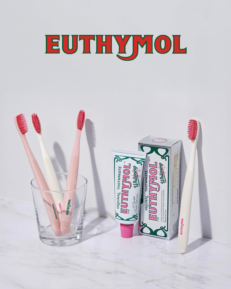 Euthymol Whitening Toothbrush (White, 6 Count) - Soft Dual-Tension Bristles | EUTHYMOL Whitening Toothbrush (White, 6 Count) - Premium Soft Dual-Tension Bristles. Advanced Plaque Removal, Stain Reduction White