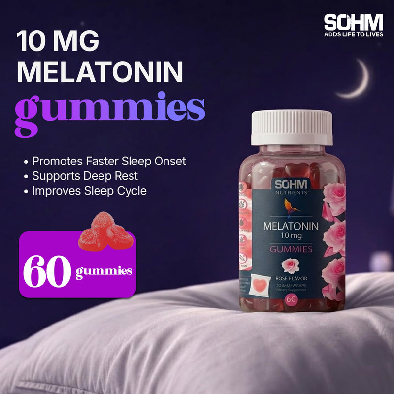 SOHM Melatonin Gummies 10 mg for Adults | Sleep Support Gummies | Vegetarian Melatonin Supplement | Helps Support Restful Sleep & Sleep Quality | Easy-to-Chew Gummies for Men & Women