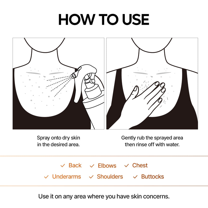 [Australia] - Body Peel Shot Spray Face Peeling Kojic Acid Turmeric Spray 200ml 
