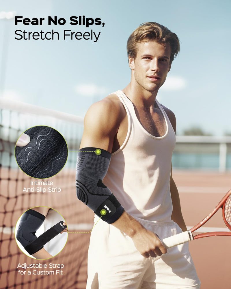 [Australia] - Elbow Support Brace for Men and Women, 2 Pack Elbow Compression Sleeve, Elbow Brace for Tendonitis and Tennis Elbow, Elbow Sleeve Reduce Joint Pain for Tennis, Golfer, Workouts Black (M) Medium 
