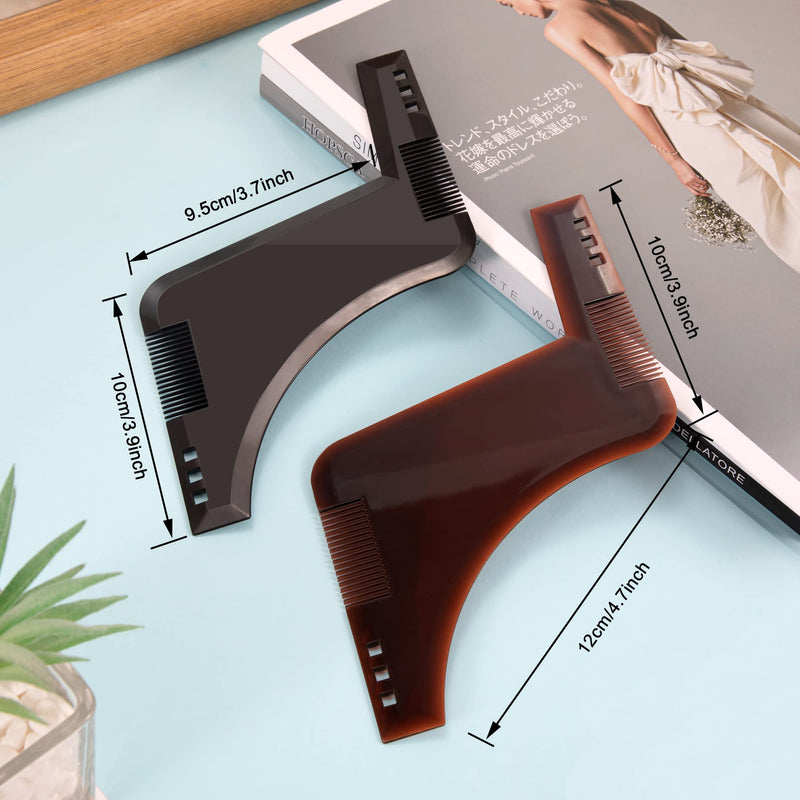 [Australia] - Beard Stencil Beard Comb Beard Shaping Tool for Goatee Sideburns Neck Symmetrical Contour Beard Line Pack of 2 Brown Black 