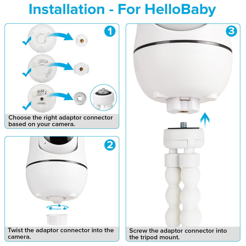 [Australia] - Tripod Baby Monitor Mount for HelloBaby HB65/HB40/HB6550/HB66/HB6339/HB6550 Pro, ANMEATE SM935E, Flexible Baby Camera Mount Attach Your Camera Wherever You Want 