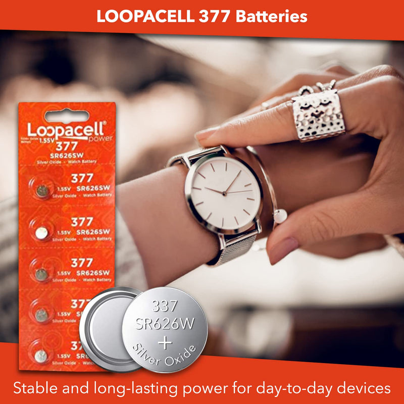 [Australia] - 377/376 / SR626W / SR626SW / Silver Oxide Watch Batteries (Pack of 5) - 1.55V Long Lasting Coin Cell Battery for Watches, Toys, Decorations, Wristwatches, Remote Control, Mini Radio 5 Count (Pack of 1) 