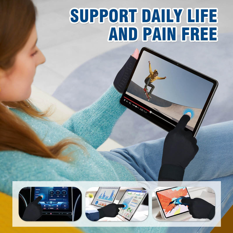 2 Pairs Pack Compression Gloves for Women Men, Copper Arthritis Gloves for Hand Pain Relief, Carpal Tunnel Wrist Support, Rheumatoid, Joint Swelling,Fingerless for Computer Typing(Small/Medium) Fingerless Small/Medium (2 Pairs)