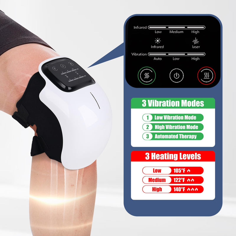 [Australia] - Knee Massager with Heat, Red Light Therapy, 3-in-1 Cordless Knee Massager, Portable & Easy-to-Use Wireless Knee Therapy Equipment, Gifts for Grandma & Grandpa 