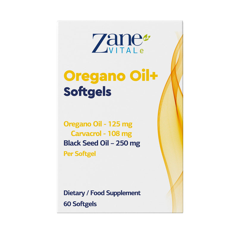 Zane Oregano Oil+ Oregano & Black Seed Oil Softgels – with Carvacrol & Thymoquinone – Dietary Supplement for Immune & Digestive Wellness - Non-GMO, Gluten-Free – 60 Softgels by Zane Vital.