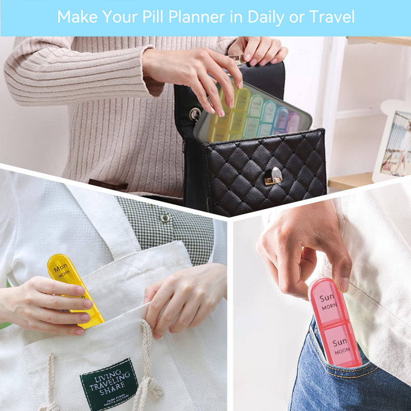 Weekly Pill Organizer 3 Times A Day, 7 Day Pill Box Large Compartments Moisture-Proof Pill Case, Daily Portable Travel Morning Noon Evening Pill Container, for Fish Oils, Vitamins, Supplements