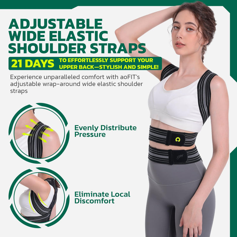 [Australia] - Back Brace Posture Corrector for Women and Men, Adjustable Full Back Support, Muscle Memory Support Straightener, Providing Pain Relief from Neck, Shoulder and Back L Large Obsidian 