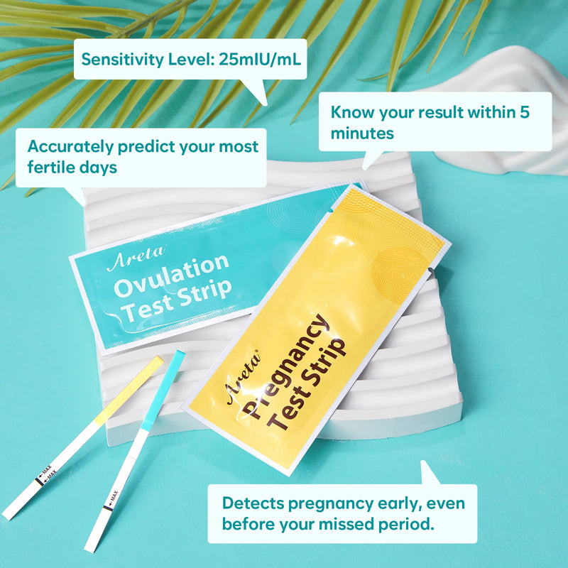 Areta Ovulation & Pregnancy Test Strips, 20 LH + 10 hCG Combo Kit | At-Home Fertility Tracking; Convenient LH and hCG Testing; Expiration Date 11/17/2026 20LH+10HCG