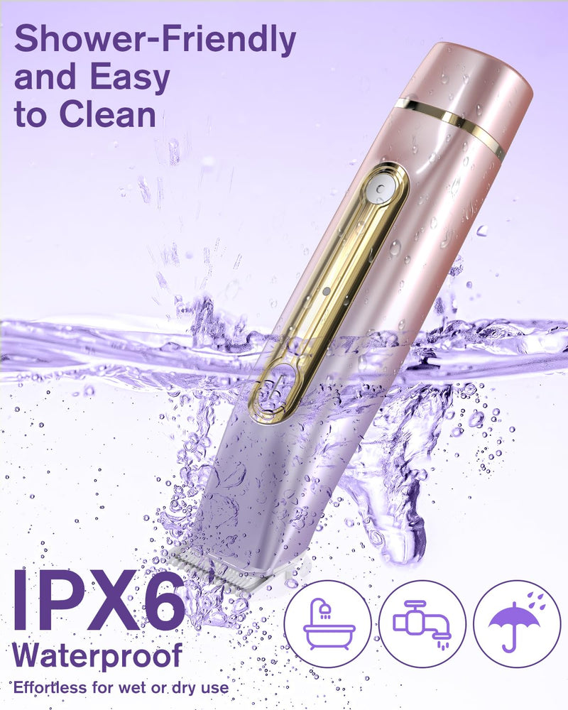 [Australia] - 2 in 1 Electric Bikini Shaver for Women - 2025 Dual Head Bikini Trimmer for Women IPX7 Waterproof Wet & Dry Use Bikini Razor for Travel Rechargeable Electric Razor for Underarm Leg Arm,Purple 