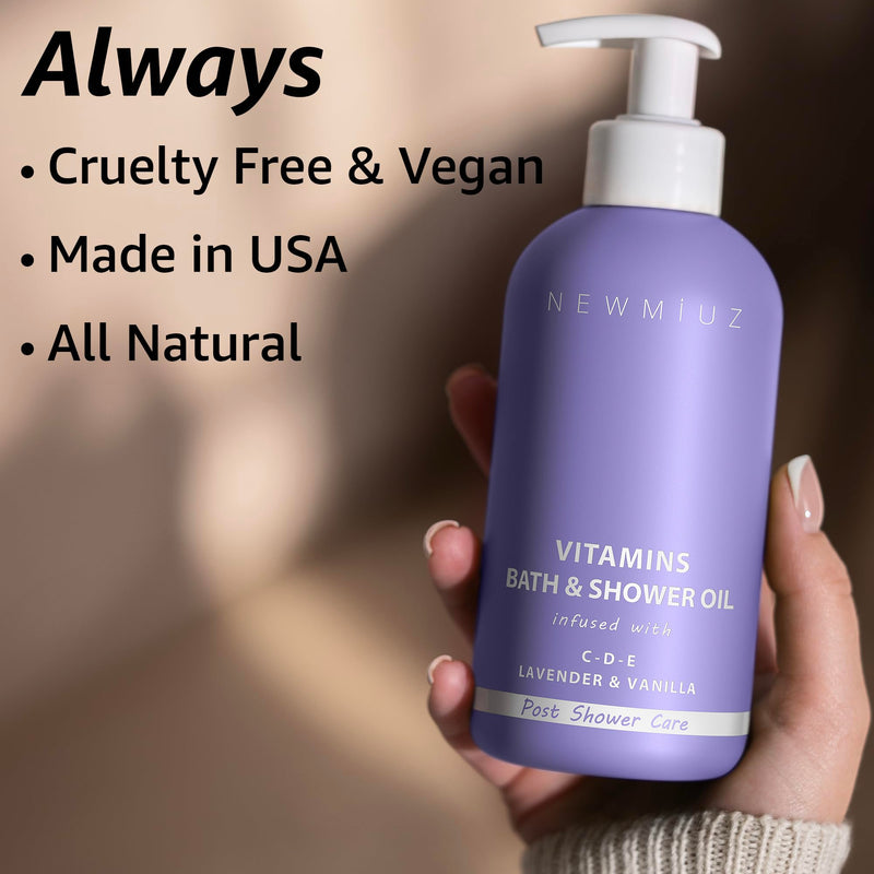 New Miuz Lavender Vitamin InShower Body Conditioner Soft Skin Natural Post Shower Care Moisturizer for Body Legs Nourishing Bath Oil Lavender Vanilla Self Care Spa Gift