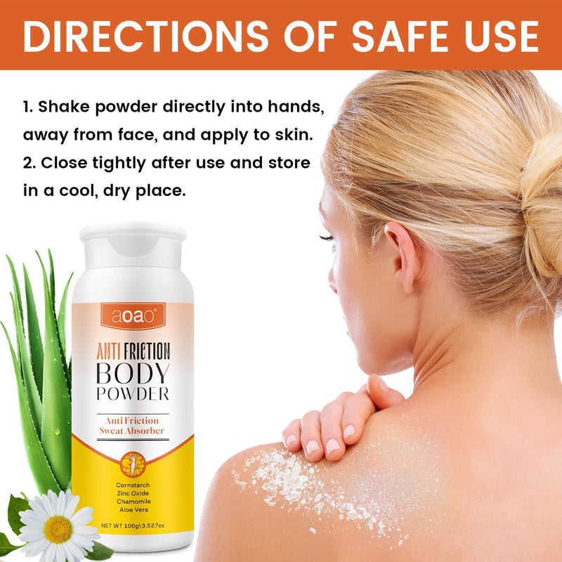 Women's Dry Body Powder, Anti-Friction Dusting Powder, Talc-Free, Sweat Absorbs & Chafe-Free Between Legs During Exercise or Walking, Delivers All-Day Comfort & Smooth Skin, Pleasant Scent (orange-2p) orange-2p
