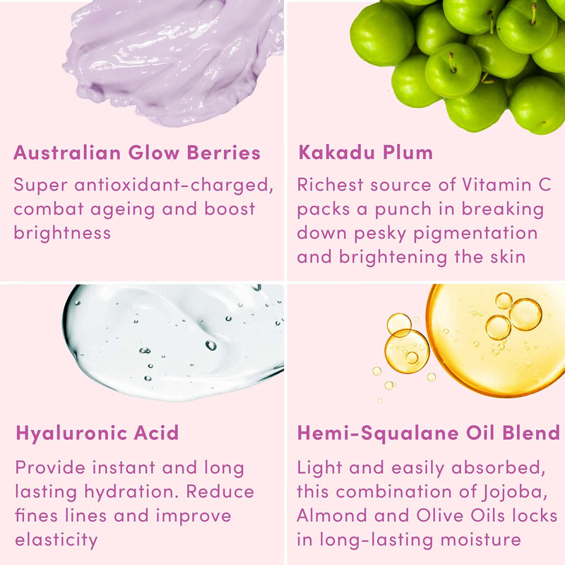 Sand & Sky Vitamin C Serum Hyaluronic Acid Serum Glow Drops - Australian Glow Berries Brightening Face Serum, Fine Line Reducing, Plumping, Dual Phase, 1 fl oz