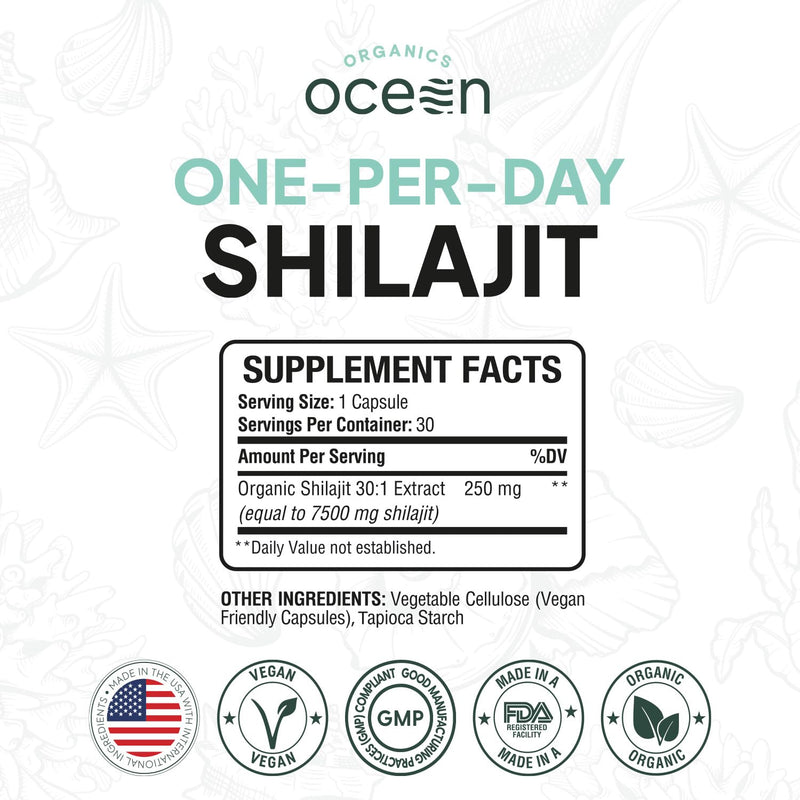[Australia] - One-Per-Day Shilajit for Men and Women - Natural Shilajit Supplement for Age-Defying, Bone Strength, Hormone Support and More - 30 Shilajit Capsules 30 Count (Pack of 1) 