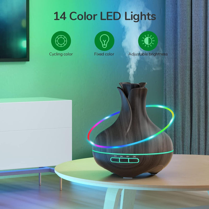 [Australia] - Aroma Diffuser, 600 ML with 8 Essential Oils, Humidifier Bedroom, Humidifier with Remote Control, 4 Timers, Automatic Waterless Shut-off for Large Rooms Blue Black 
