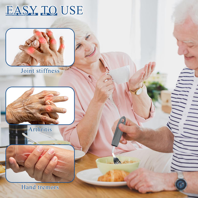 Weighted Adaptive Cutlery Set, 5 Piece Cutlery for Arthritic Hands, 42° Angled Adaptive Utensils, Easy Grip Cutlery for Elderly Disabled Parkinson's Tremors Arthritis (Right-Handed)