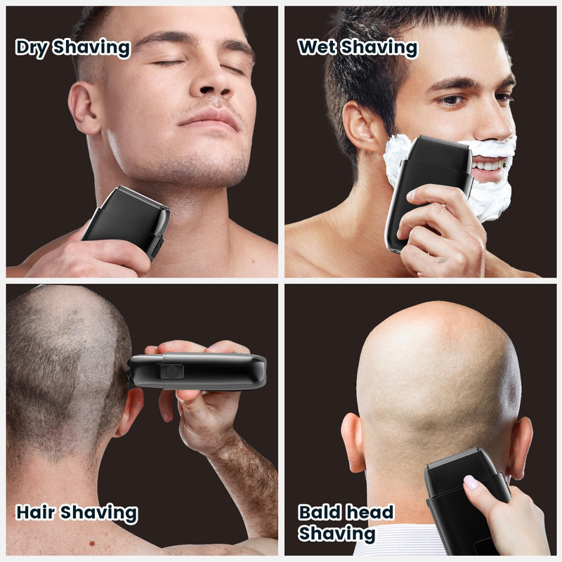 [Australia] - Electric Foil Shaver for Men, Electric Foil Shavers with 3 Blade Floating Head Wet/Dry, Rechargeable, LED Display, IPX7 Waterproof, for Face/Beard/Head Shavers (Black) 