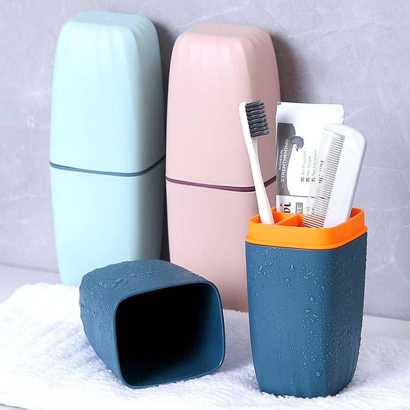 [Australia] - Toothbrush Cup Toothbrush Holder with Cover Travel Boothbrush Holder Portable Toothbrush Case and Carrier for Bathroom School Business Trip(Blue) Blue 