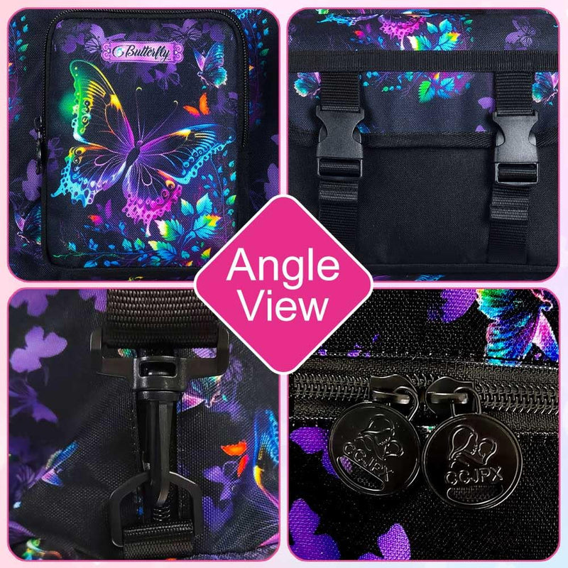 Girls Travel Duffle Bag for Girls 18 Inch, Water-Resistant Sports Bag with Separate Shoe Compartment for Gym, School, Overnight Trips, Camping & Sleepovers, Black Butterfly Girls Travel Duffle Bag - Black Butterfly