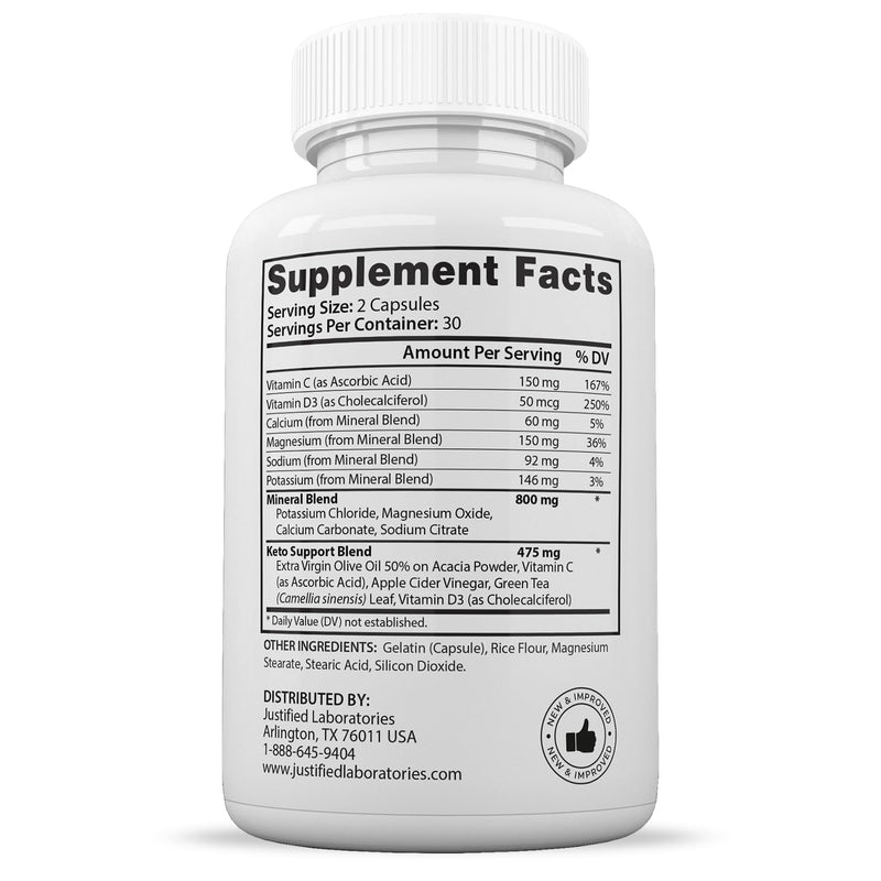 [Australia] - Optimal Keto Pills 1275MG New & Improved Formula Contains Apple Cider Vinegar Extra Virgin Olive Oil Powder Green Tea Leaf 60 Capsules 